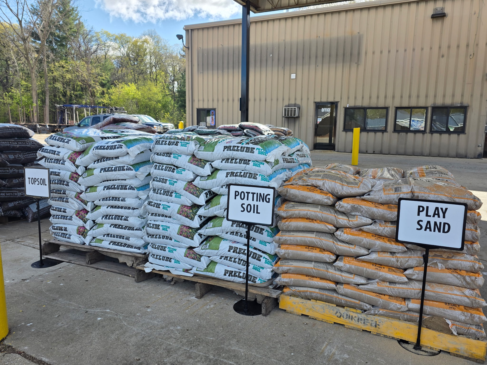 KB Wood Products yard and storefront in Greenville, Michigan